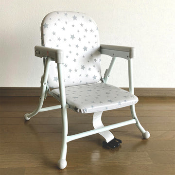 折りたたみローチェア BabyGo! アイボリースター くるりとまわるテーブル付 軽量・コンパクトパイプチェア【ラッピング不可商品】【送料無料 沖縄・一部地域を除く】